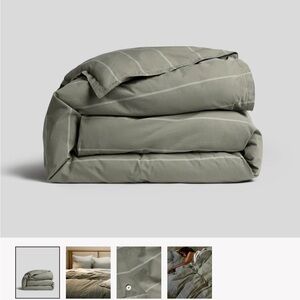 Percale Duvet Cover Moss Stripe